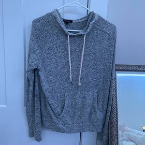 Hooded gray drawstring shirt